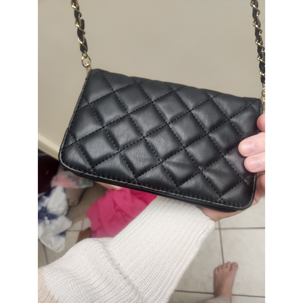 Studio Bagli by Mischa Black‎ Quilted Chain Crossbody Wallet Clutch Bag - Picture 2 of 5